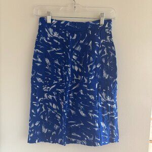 Vintage 80s Graphic Paint Stroke Blue and White Skirt